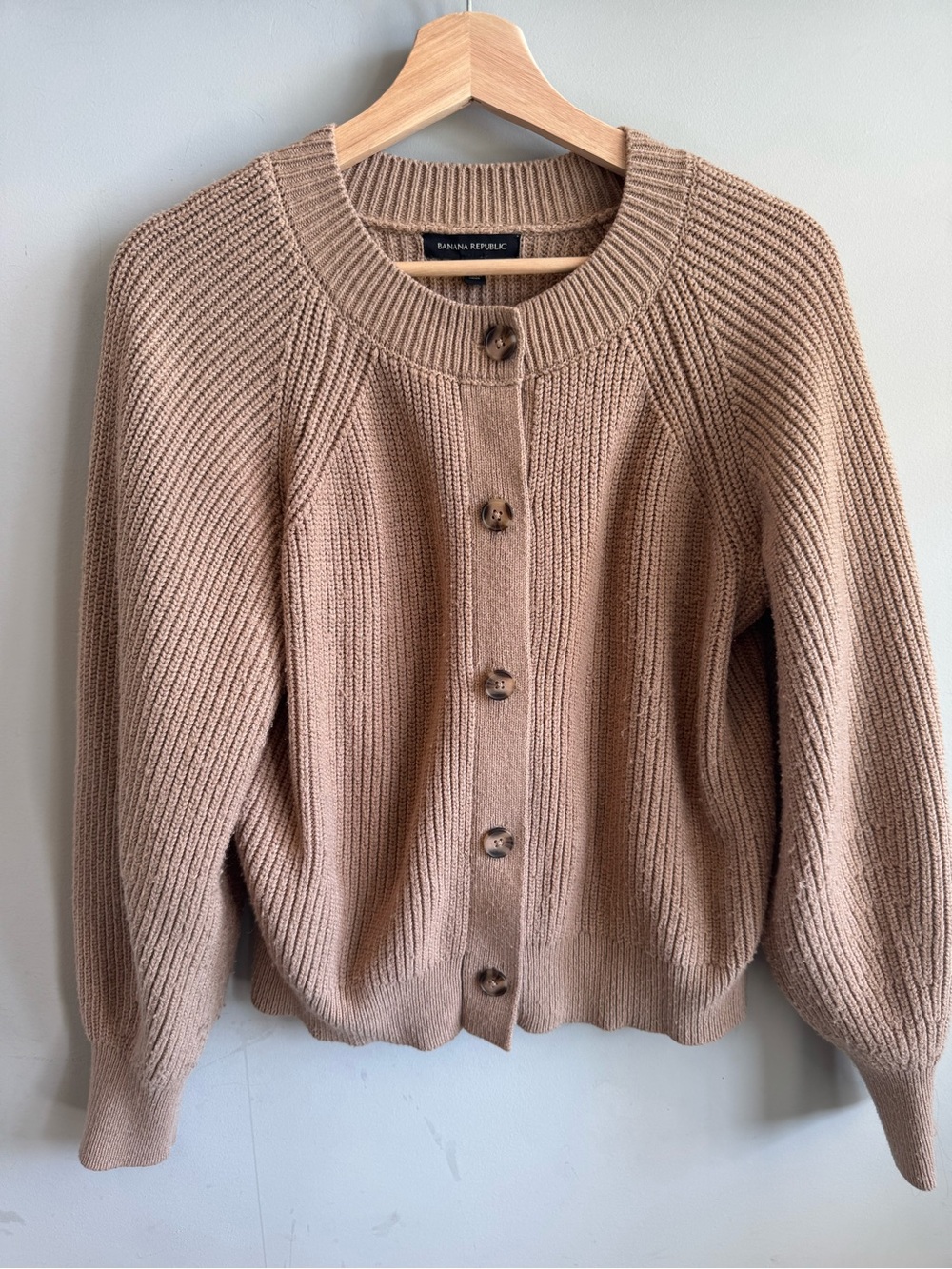 Banana Republic Women's Taupe Ribbed Button Cardigan